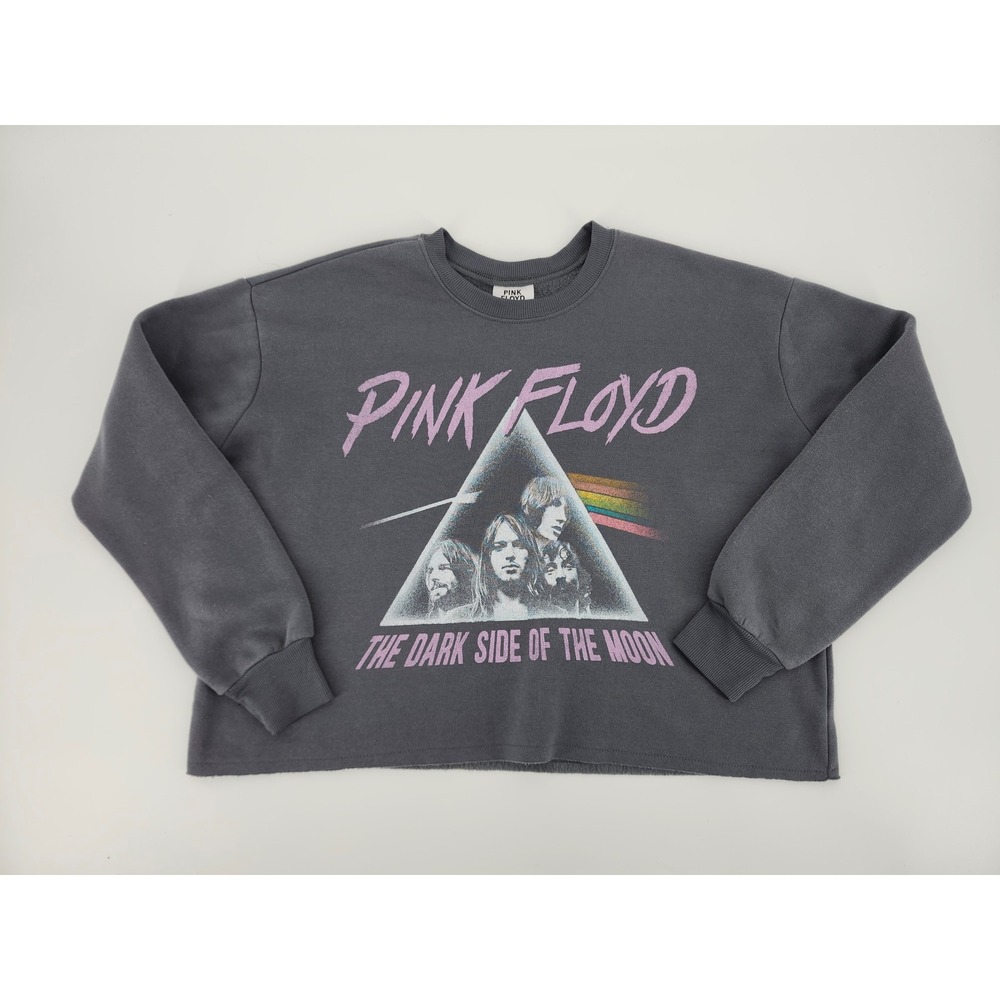 Pink Floyd Dark Side of the Moon Graphic Sweatshirt Charcoal Gray Cropped XS